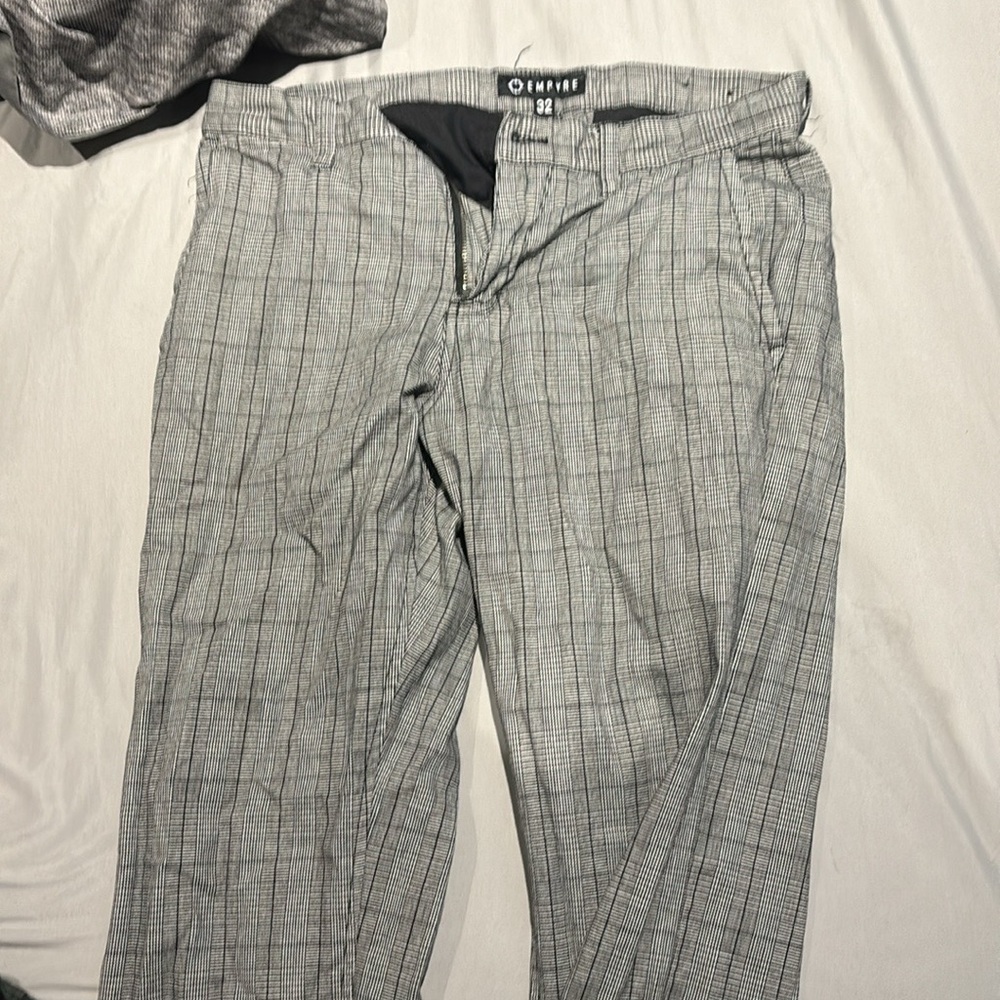 men’s empire plaid gray pants